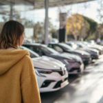 Cliente vistando concesionario automoción