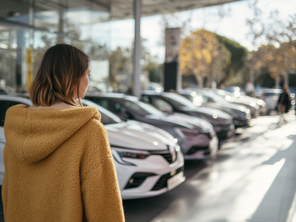 Cliente vistando concesionario automoción